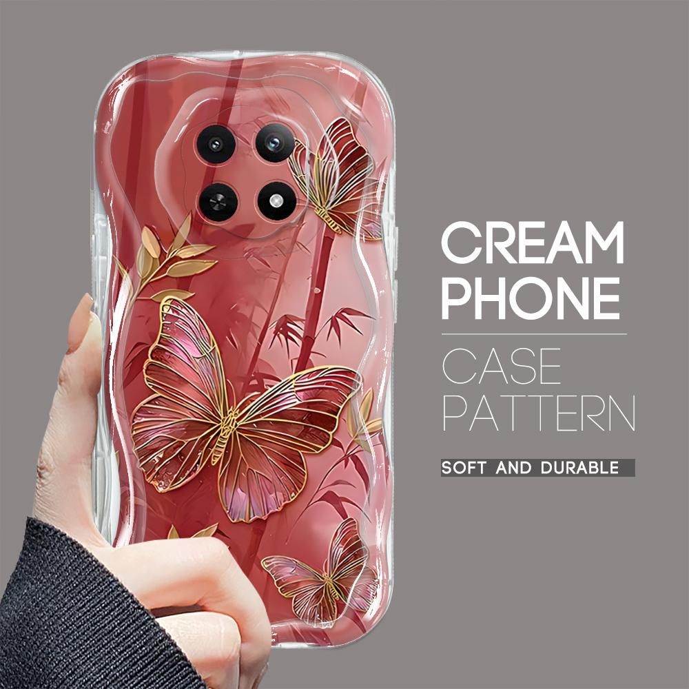 Cartoon Pattern Cream Texture Casing Wavy Edge Soft Silicone Cover Phone Case for OPPO Reno Realme OnePlus Vivo