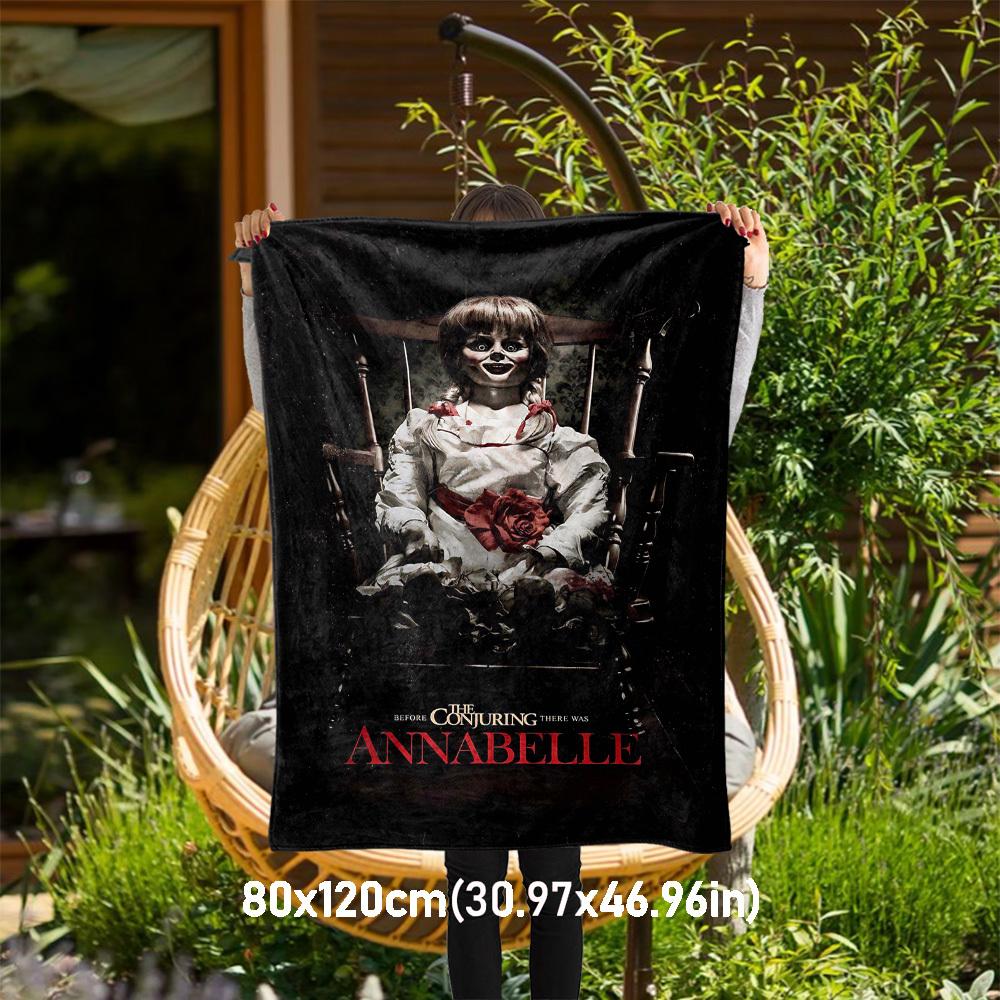 1 шт. ANNABELLE CONJURINGПлед из фланели для улицы, Мягкий плюшевый декор для пикников, кемпинга, Спальни, Игровой комнаты или Обеденного перерыва, Идеальный подарок