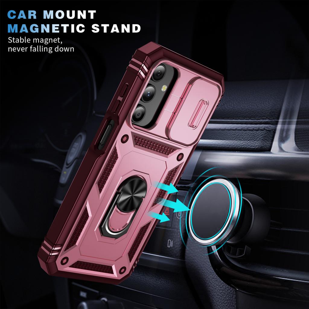 For Samsung Galaxy A15 4G/5G Case TPU+PC Slide Camshield Kickstand Phone Cover
