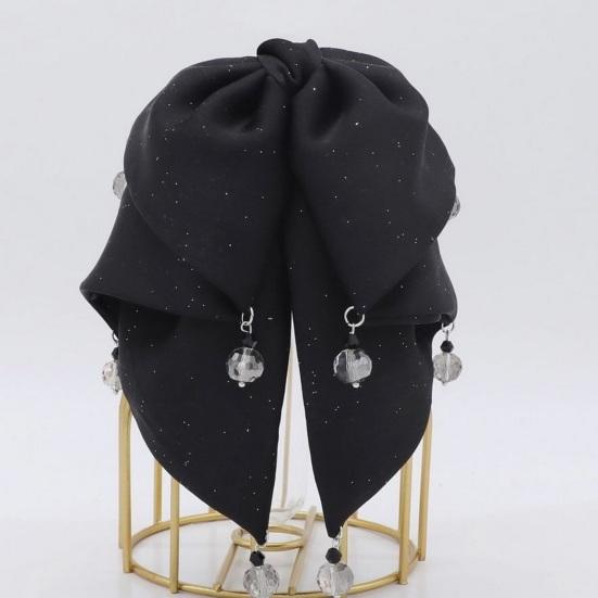 Большой бант-зажим для волос с нескользящей сильной фиксацией для женщин, длинные густые тонкие волосы, блестящая черная лента, бант-зажим, аксессуары для волос