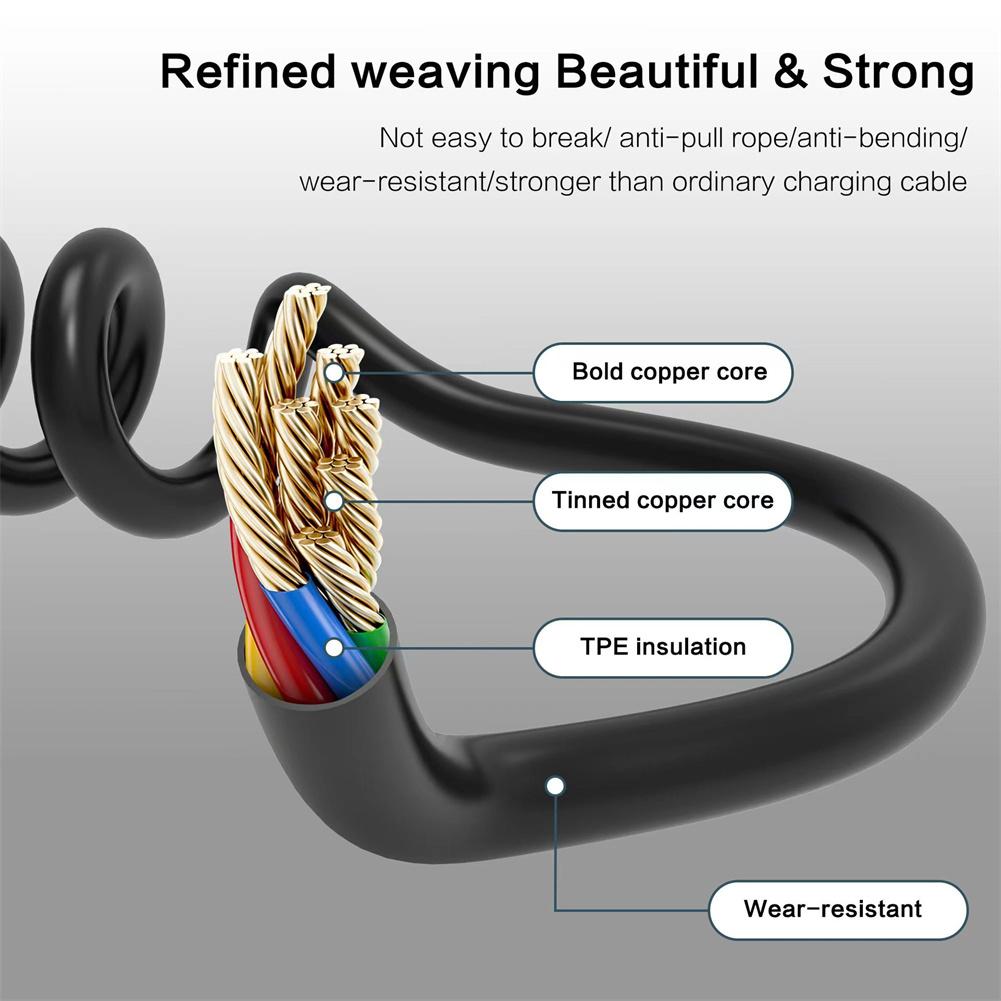 USB Charging Cable Spring Coiled USB To Type C Extension Cord Fast Charging Cable Type C Charge Cable For Tablet Phones Laptop