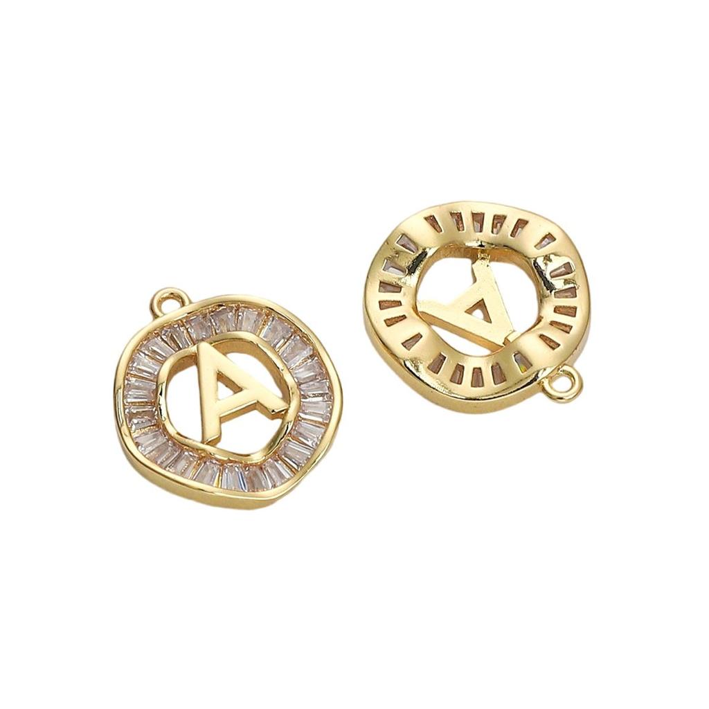 Copper Zirconium Inlaid 26 Letter Pendant For DIY Jewelry Making Craft Accessories