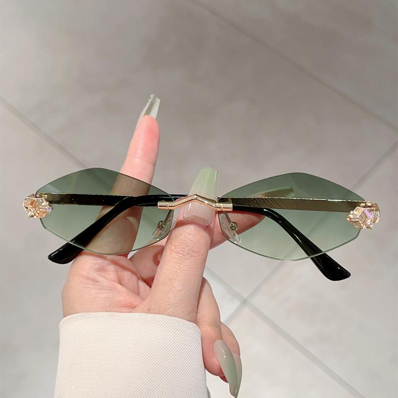 Rimless Polygon Sunglasses Men New Gradient Ocean Lenses Decor Shades Women Ins Trendy Stylish Design Sun Glasses