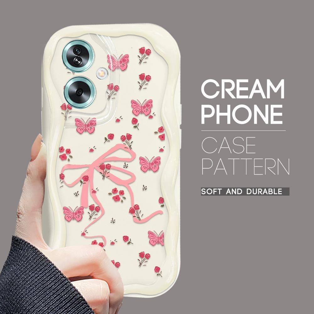 Милый мультяшный узор, кремовая текстура, мягкий силиконовый чехол с волнистыми краями, чехол для телефона для OPPO Reno Realme