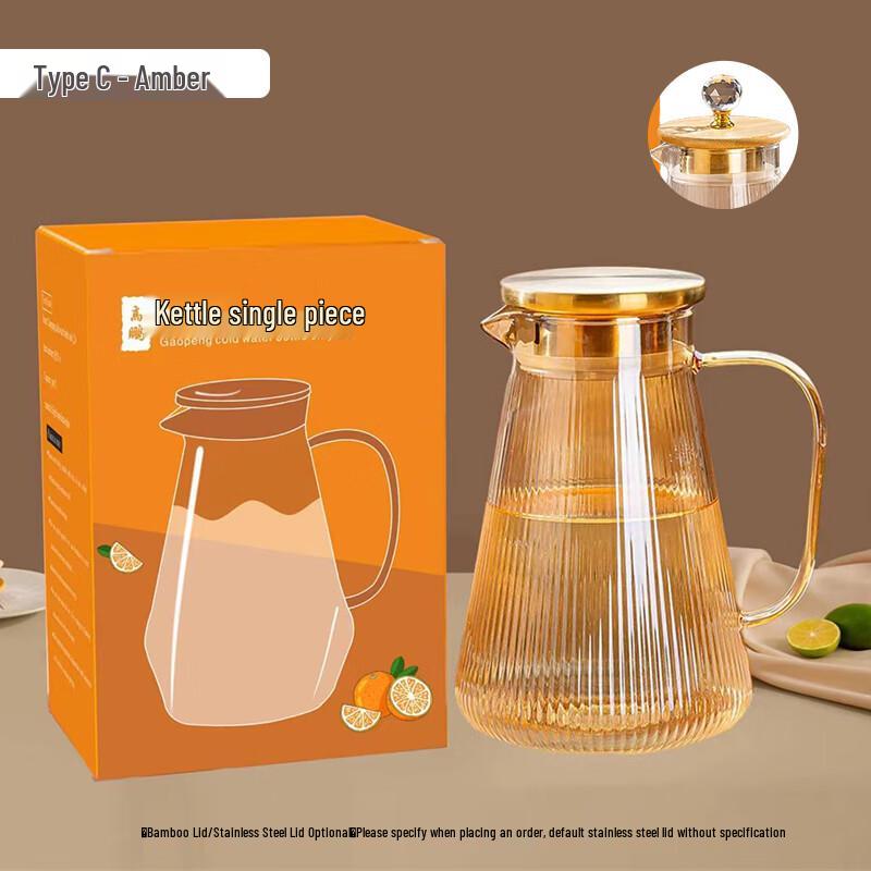 Стеклянный кувшин для воды из боросиликатного стекла с ручкой и крышкой