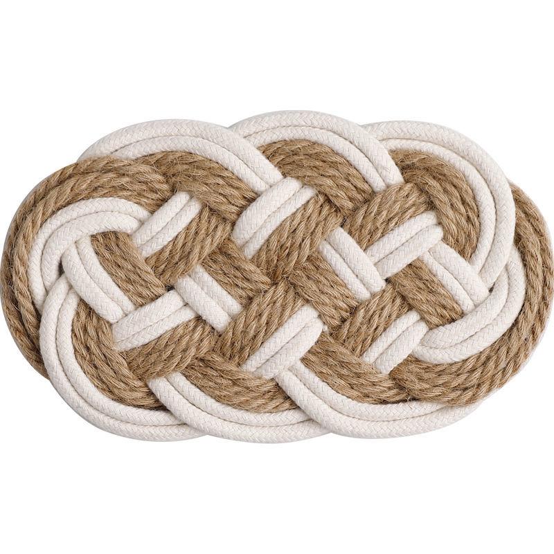 Чайный коврик Тканый льняной Ins Пасторальный Домашний Подставка для столовых приборов Ресторанный дизайн Чайная утварь Теплоизоляция Базовый Хамдмейд Украшения Кофе Мягкий