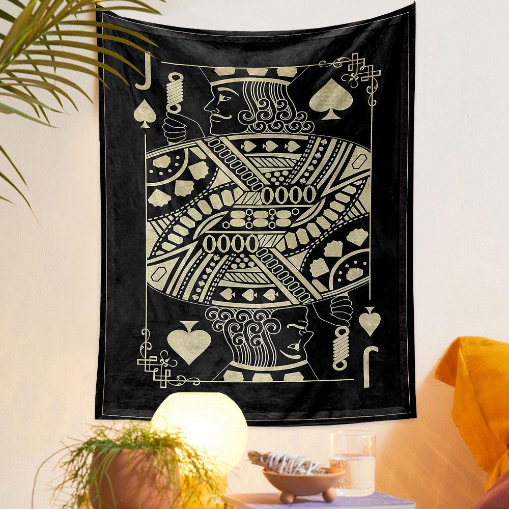 Vintage Jack of Spades Playing Card Design Patterned tapestry home decor, suitable for bedroom and living room, gift