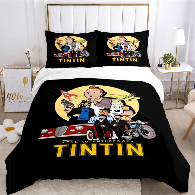 Cute T-Tintines Cartoon Funny All Season Duvet Cover Bedding Sets Soft Quilt Cover and Pillowcases Teen Single/Double/Queen/King