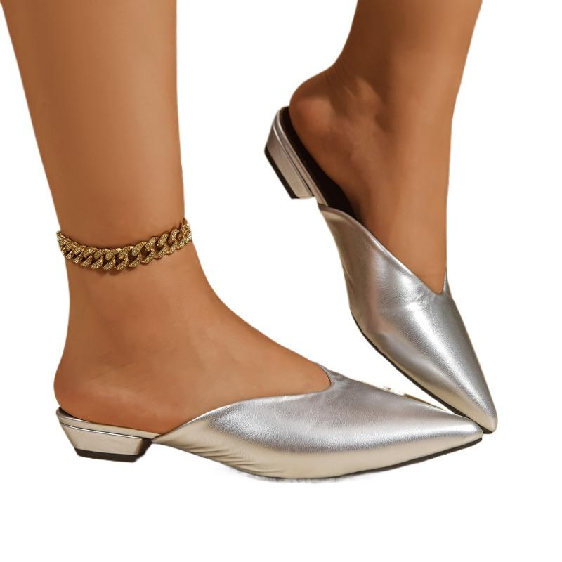 Women Pointed Toe Heeled Shoes Mules Sexy Slippers 2025 New Autumn Party Luxury Slingback Shoes Woman Flip Flops Zapatos