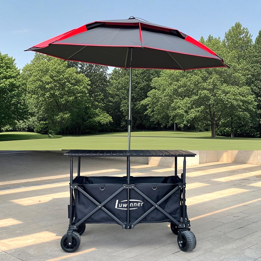 Foldable Liftable Large Table with Sunshade for RV, Camping, Fishing, Picnic, and Food Trucks