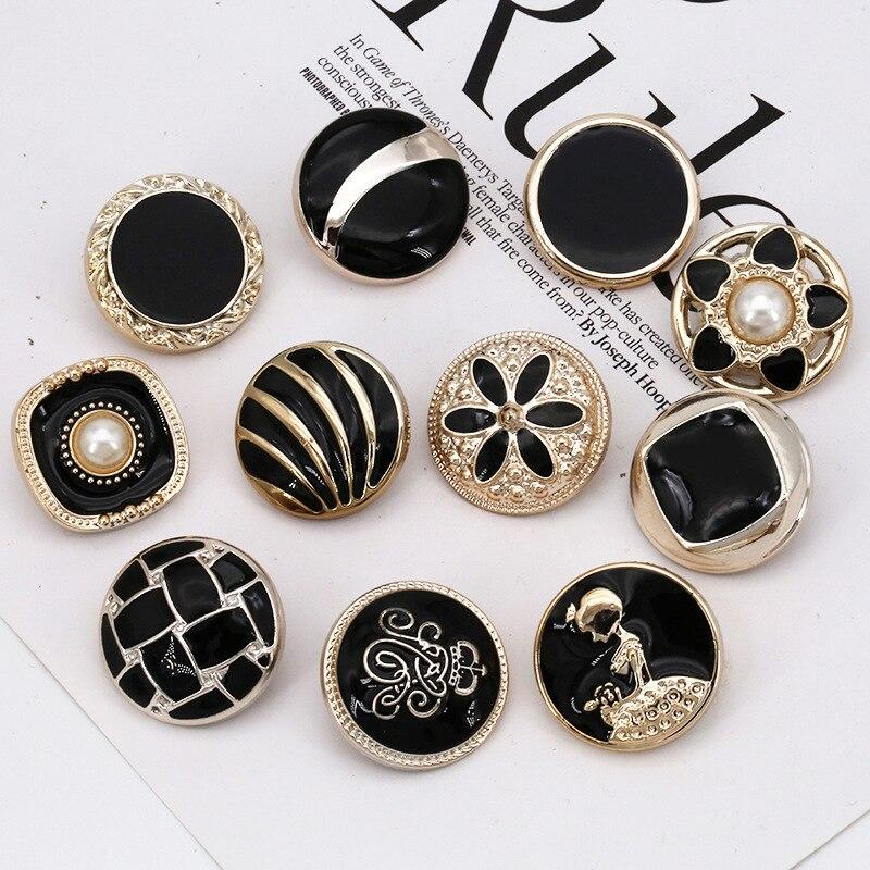 10pcs Pretty Plating Buttons Square Round Buttons Coat Windbreaker Sweater Accessories Various Styles DIY Sewing Supplies