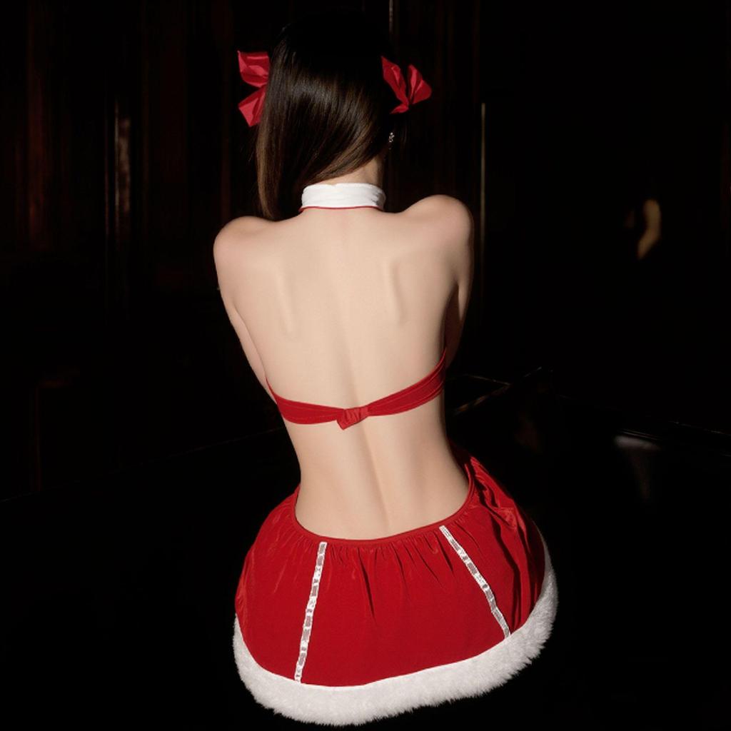 Velvet Christmas Lingerie Role Play Nightgown Cosplay Dress