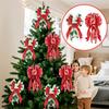 Christmas Tree Topper Bow Striped Print Xmas Wreath Gift Bow Christmas Home Indoor Outdoor Decoration