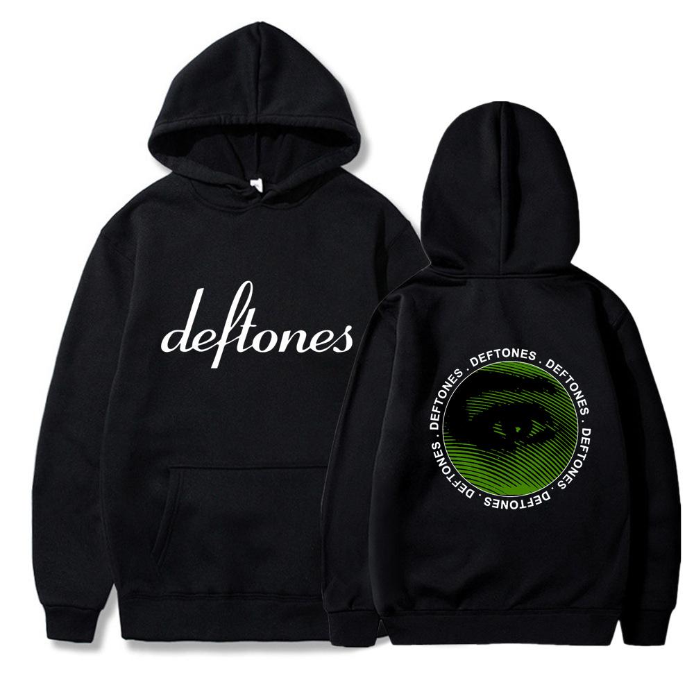 Хип-хоп Рэпер Принт Deftones Зеленые Глаза Осень Унисекс Толстовка с Капюшоном Флисовая Подкладка Повседневная Толстовка с Карманом Ежедневная Уличная Одежда Толстовка