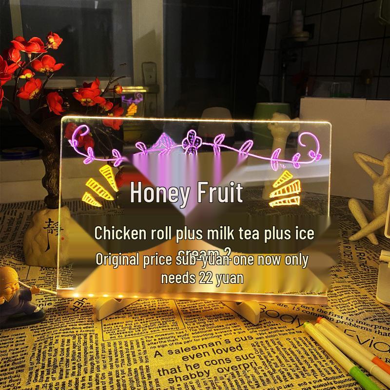 Erasable Luminous Blackboard Sign - Fluorescent Writing Display for Street Stalls