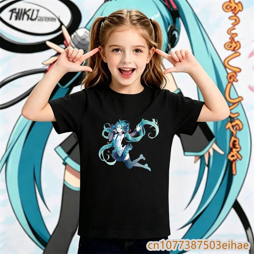 Hatsune Miku Anime Future Peripheral Collaboration Pure Cotton COS Anime Cartoon Printed Boy and Girl New Casual Tshirt