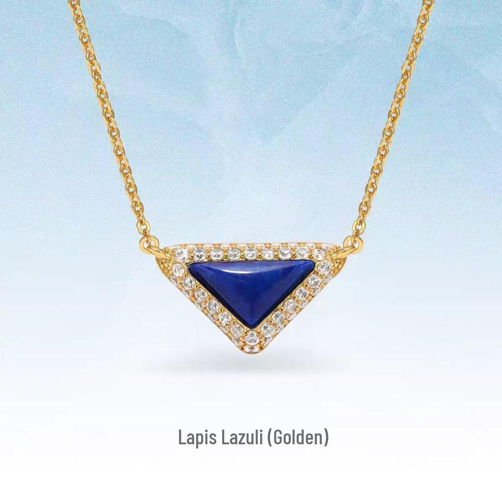 Ожерелье из натурального камня треугольной формы с бриллиантами - Роскошное, изысканное и универсальное колье-цепочка для ключицы для создания высококлассного стиля.