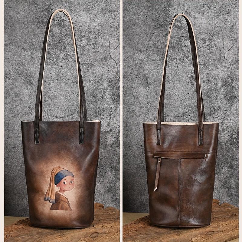 Женские сумки из натуральной кожи, винтажные дизайнерские сумки на ремне для дам, классическая сумка-ведро