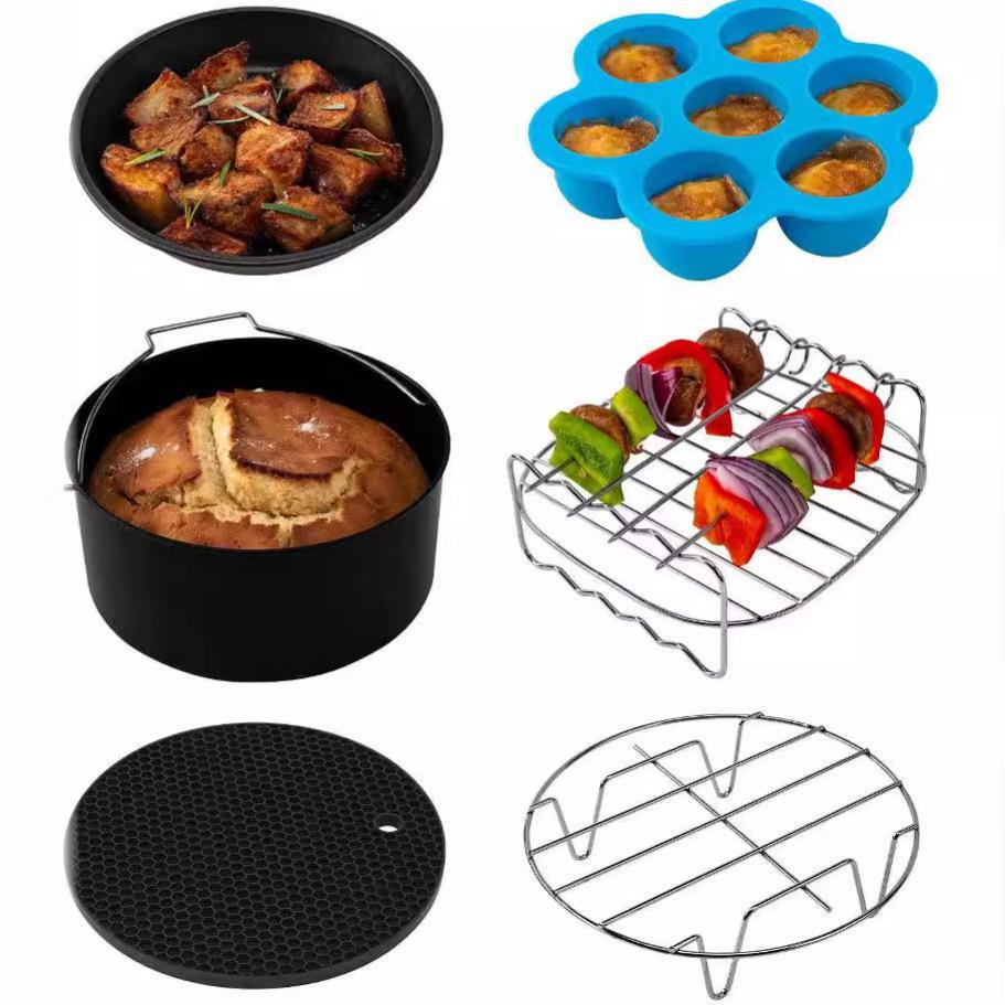 Silicone Food Box Set: Includes 4, 7, and 9-hole Boxes, Plus Air Fryer Accessories.