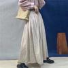 Vintage Linen Women Skirts Casual High Waist Solid Color Female Skirts
