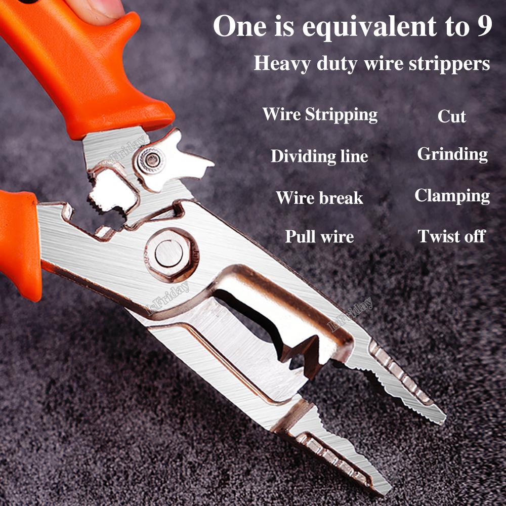 Ручной инструмент 10 в 1, многофункциональный инструмент для зачистки проводов, сверхмощные универсальные плоскогубцы, инструмент для зачистки проводов, кабельный резак, ручной инструмент для обжима клемм