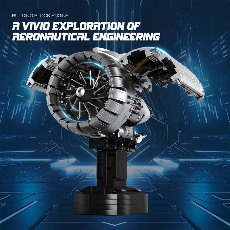 Non-Toxic 1786Pcs Aviation Turbofan Building Blocks Aircraft Engine Model Educational Diy Toy Holiday Gift For Kids Adults Desktop Deco
