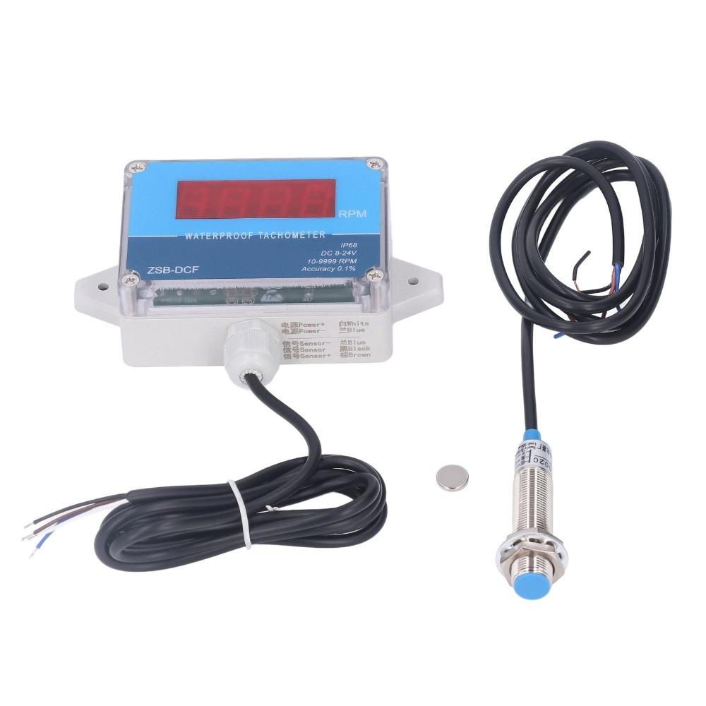 IP68 Waterproof RPM Speed Meter DC 8V-24V Speed Meter Sensor Digital Tachometer Industrial Use