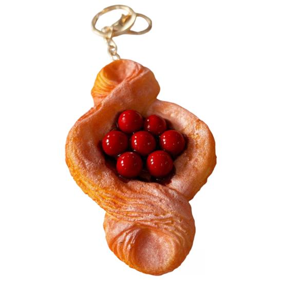 Simulated Food Squeeze Toy Keychain Stress Relief Bread Dessert Key Ring