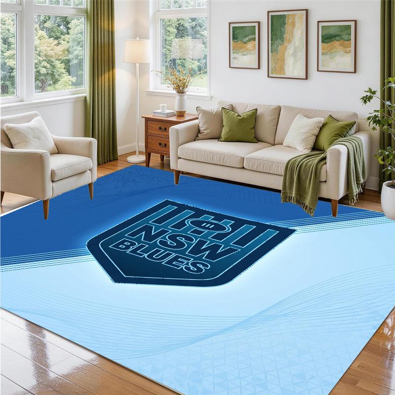 NSW Blues Design Crystal Velvet Rug Soft Decorative Mat for Bedroom Entrance