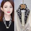 Women Chiffon Scarf Magnetic Buckle Bright Color Printing Necklace Style Decorative Thin Scarf Garment Accessories