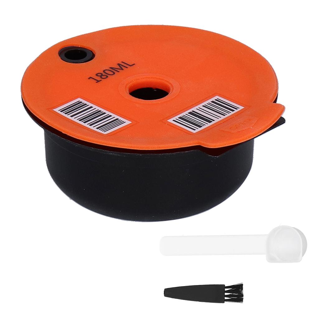 Reusable Coffee Capsule Coffee Filter Cup with Brush Spoon Home Office Cafe AccessoriesOrange 180ML