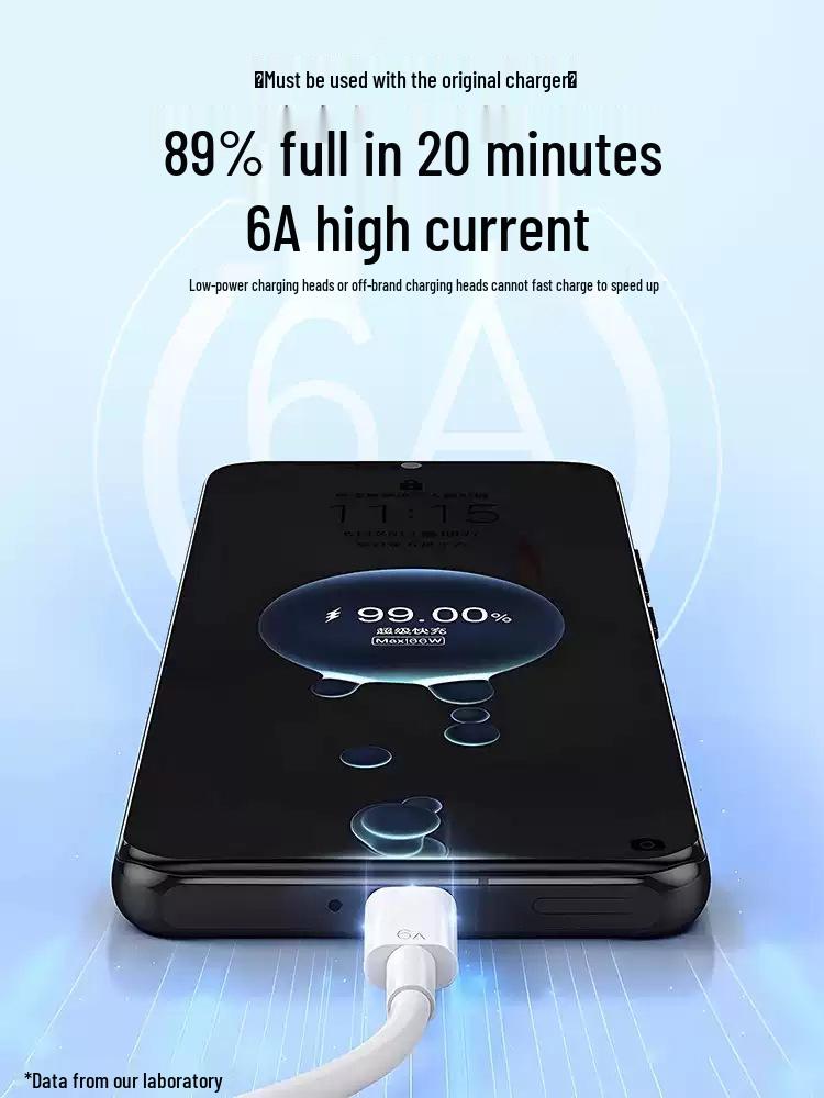 Кабель USB Type-C для быстрой зарядки 6A для Huawei, Xiaomi, Redmi, Vivo, Honor