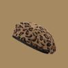 Student Octagonal Cap Korean Version Painter Hat Trendy Leopard Print Beret
