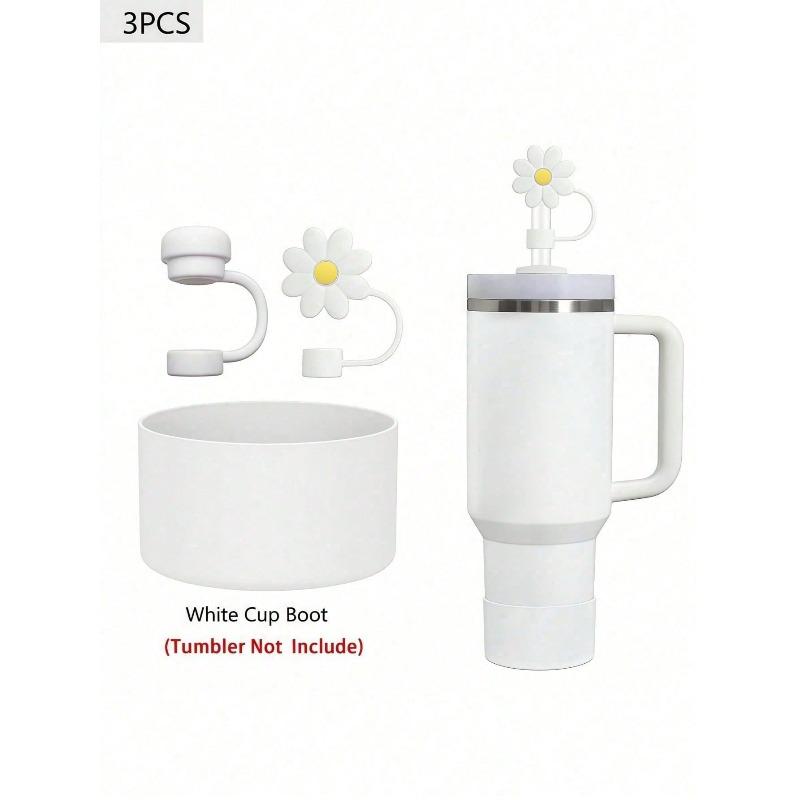 Silicone Mushroom Head Straw Cap Chrysanthemum Three-piece Set Flower 10mm Straw Dust Cover Cup Sleeve