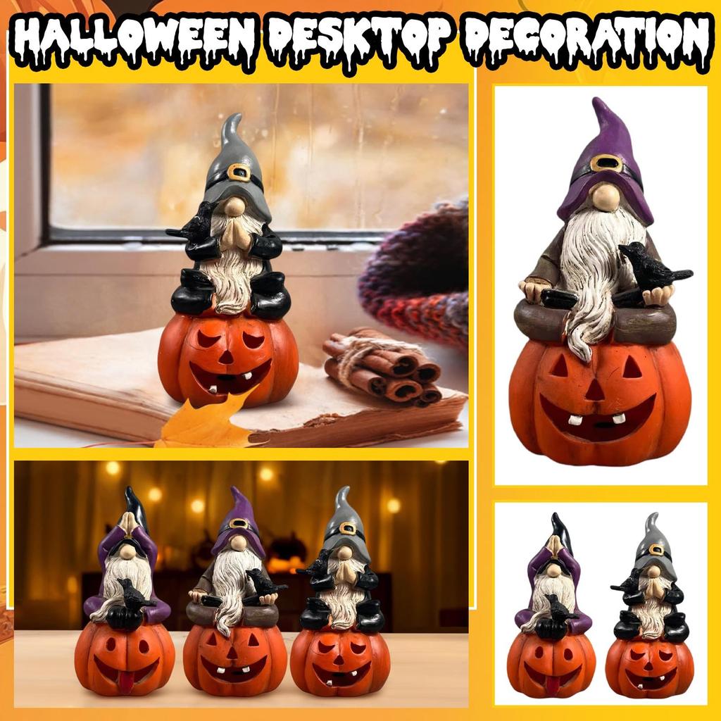 Halloween Ghostface Pumpkin Resin Dwarf Ornament Home Party Atmosphere Decoration Ornament