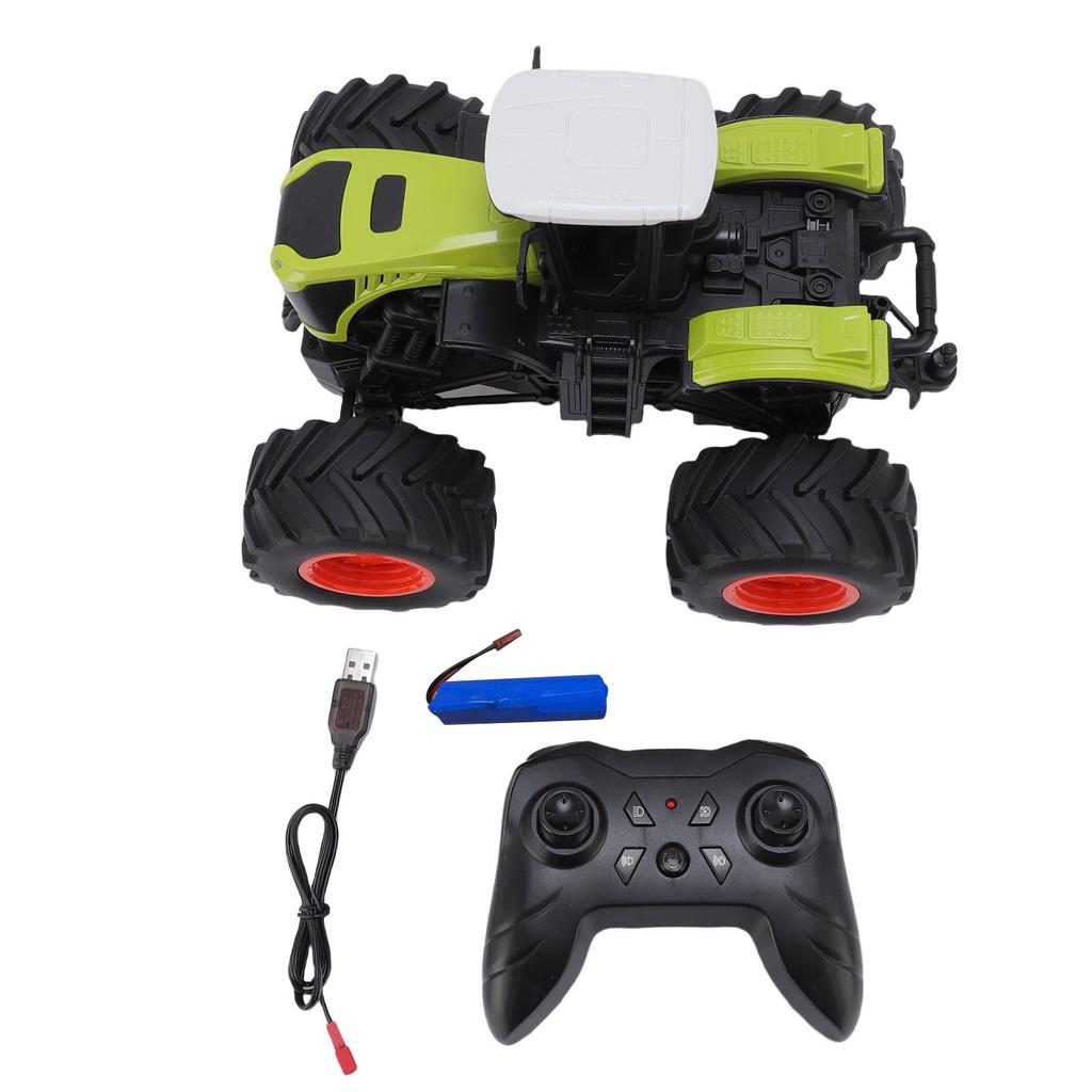 2.4Ghz Remote Control Tractor Toy Rechargeable Farm Toy Tractor with Light TPR Tires for Toddlers