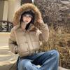Winter Down Cotton-padded Clothes Women's Short Big Fur Collar Hooded Cotton-padded Clothes Thickened Cotton-padded Jackets Bread-padded Jackets
