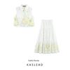 Kaslead New Women Clothes Western Style Fashion Fresh Sleeveless Shirts Top Skirt Two-piece Set