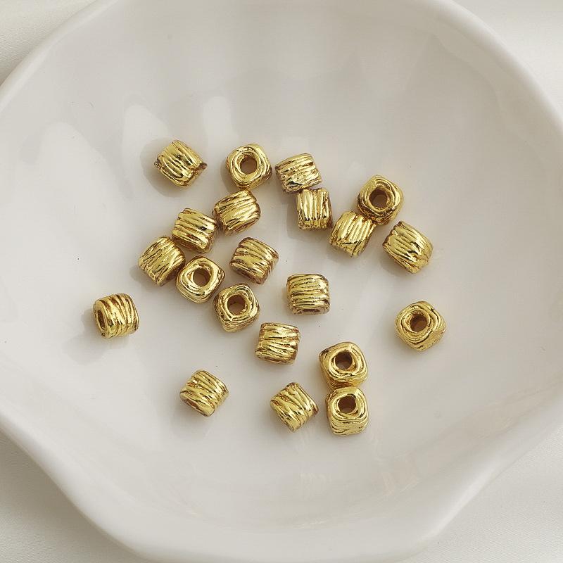 Позолоченное 14K, сохраняющее цвет, неровная спираль, квадратные бусины-разделители, бусы, материал для DIY