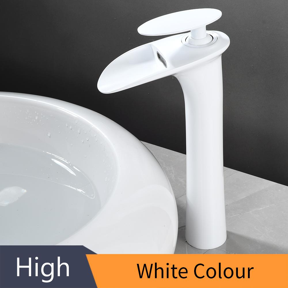 Basin Faucets Modern White Bathroom Faucet Waterfall Faucets Single Hole Cold and Hot Water Tap Basin Faucet Mixer Taps 855924