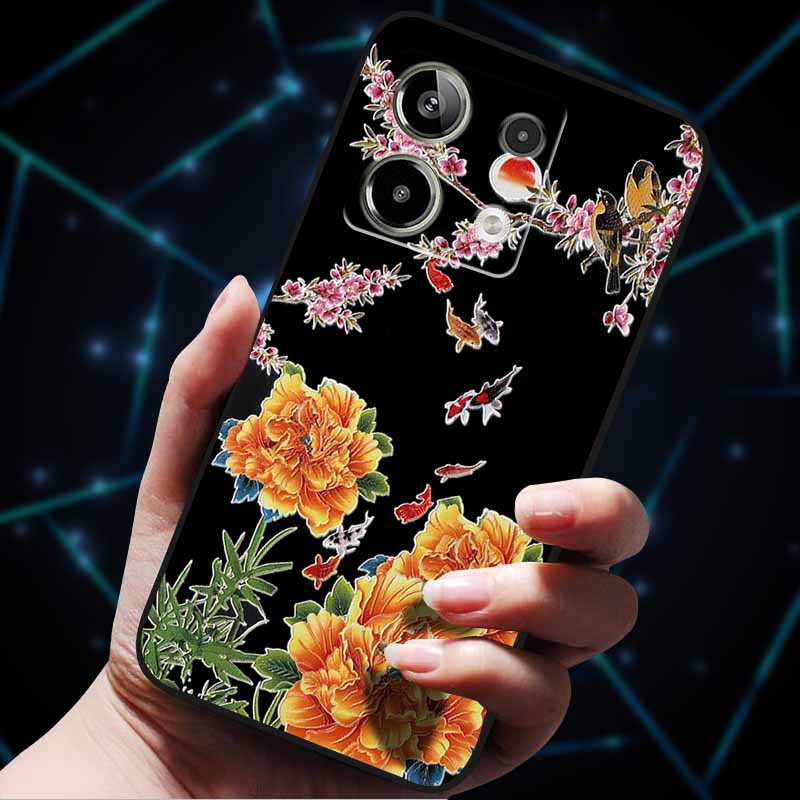 3D Цветочные тисненые чехлы для Redmi Note 13 Чехол Note13Pro 5G Мягкие силиконовые чехлы для телефона для Redmi Note 13 Pro Plus Задняя крышка Сумка