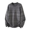 Qiqiu Men's Clothing, Geometric Pattern Jacquard Round neck sweater Men's American-Style Loose Heavy Warm Knit