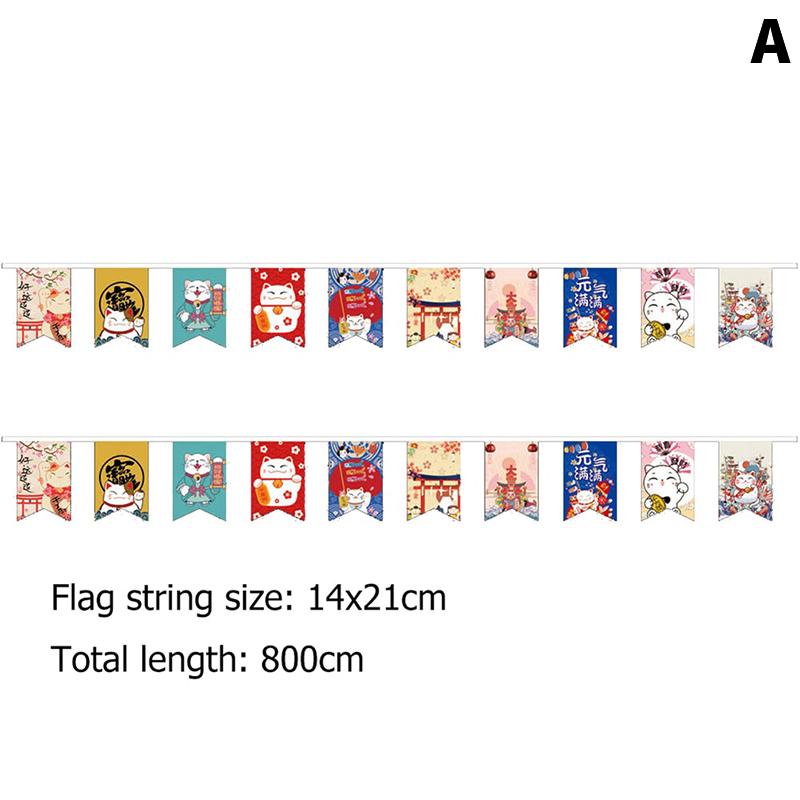 Японский стиль Lucky Cat Подвесной флаг-шнурок для суши-ресторана Баннеры