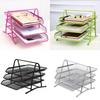 Wire Mesh Three-layer File Rack Metal Desk File Organize Desktop Document Rack  Countertop