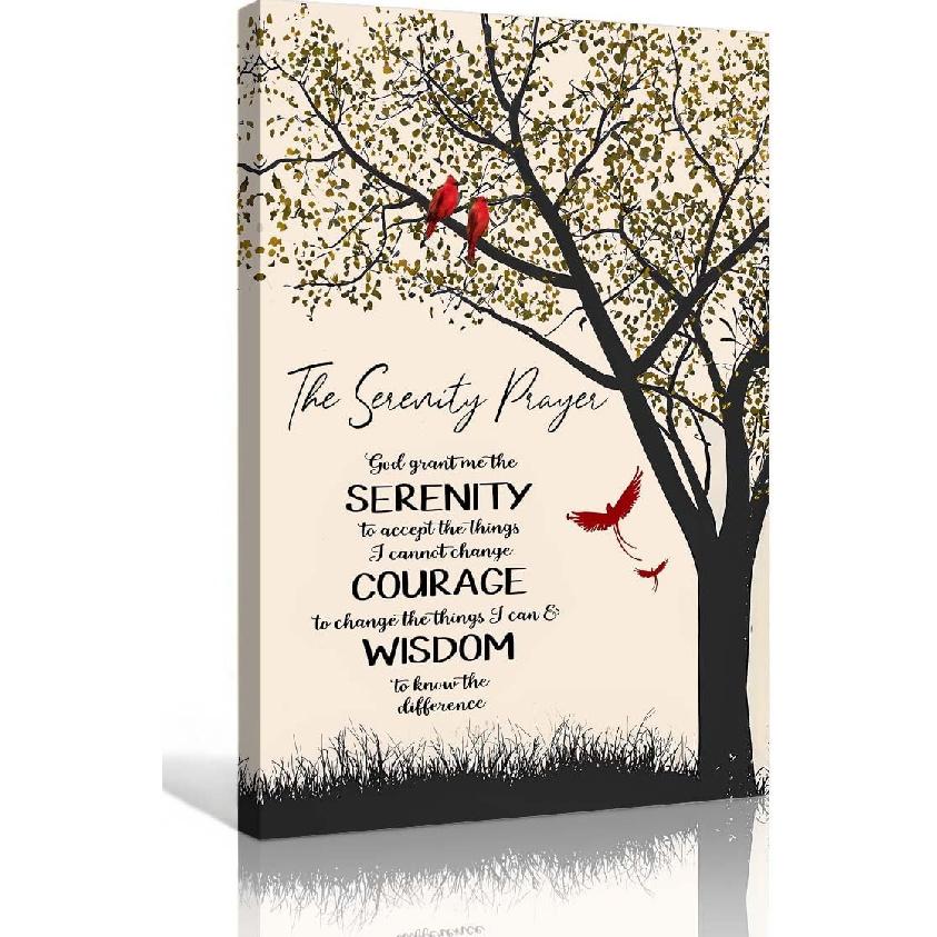 Serenity Prayer Wall Art Bible Verse Poster Framed Christian Wall Art Painting God Grant Me The Serenity Wall Decor Prints 08x12 inches