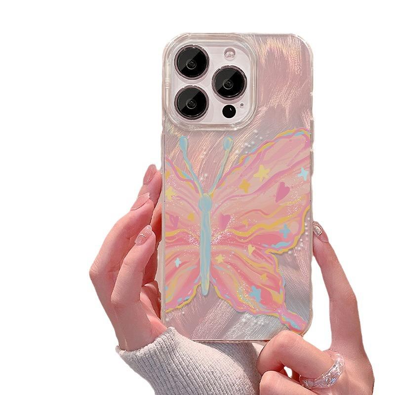 Подходит для чехла для мобильного телефона Apple 15pro Iphone14/13 Мечтательно-розовый бабочка 12 Высококачественная перьевая пряжа 8/7P Женский