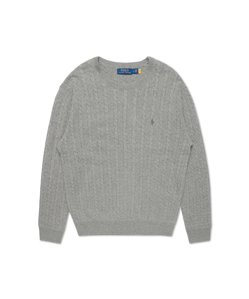 POLO RALPH LAUREN Cable Knit Wool Cotton Sweater - Grey