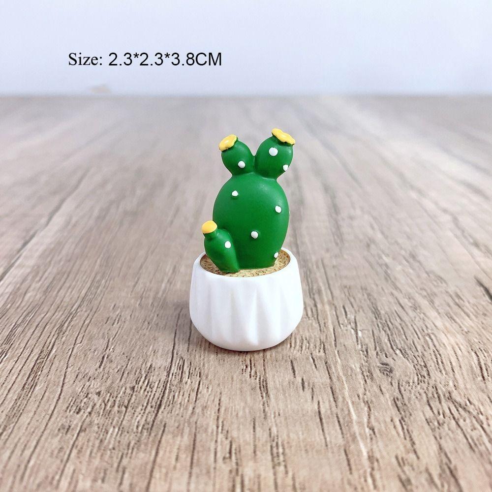 Mini Cute Succulent Plant Pots Resin Dollhouse Miniature Succulent Potted Cactus Car Ornament