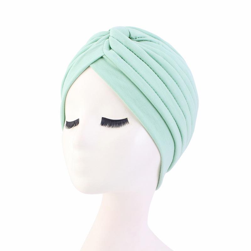 Indian Muslim Women Turban Jersey Hijab Bonnet Pleated Cap Hair Loss Hat Islamic Under Scarf Head Wrap Chemo Caps Beanies Cover