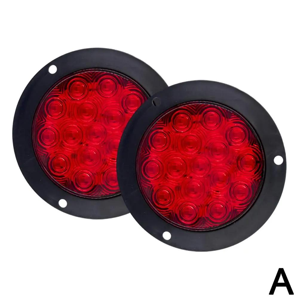 16 LED Tail Light 4" Round Red Stop Brake Turn Trailer Light for RV Truck Universal Car Signal Brake Rear Warning Taillight B0I1